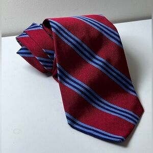 Brooks Brothers 109% Silk Classic Red Navy Stripe Power Tie Made in Italy EUC